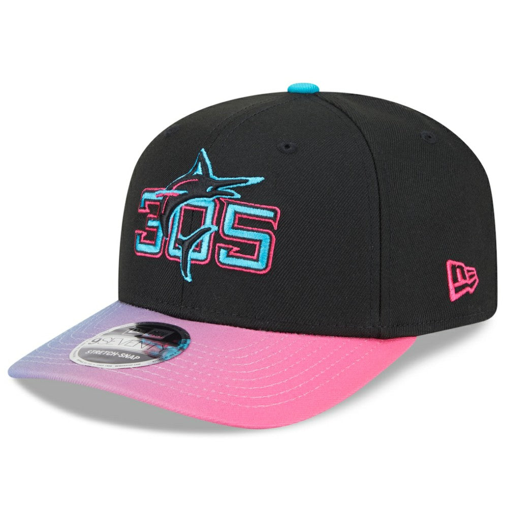 Miami Marlins New Era 2025 City Connect 9SEVENTY Adjustable Hat - Black/Pink Hats