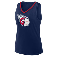 Cleveland Guardians Logo Athletic Women's Stellar Win V-Neck Tank Top - Navy Tanks