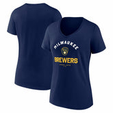 Milwaukee Brewers Logo Athletic Women's Unrivaled V-Neck T-Shirt - Navy T-shirts