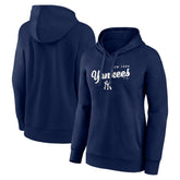 New York Yankees Logo Athletic Women's Logo Triumphant V-Neck Pullover Hoodie - Navy Hoodies