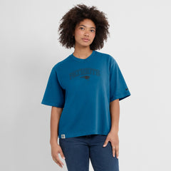 New England Patriots Women's Glory Arch Boxy T-Shirt - Blue T-shirts
