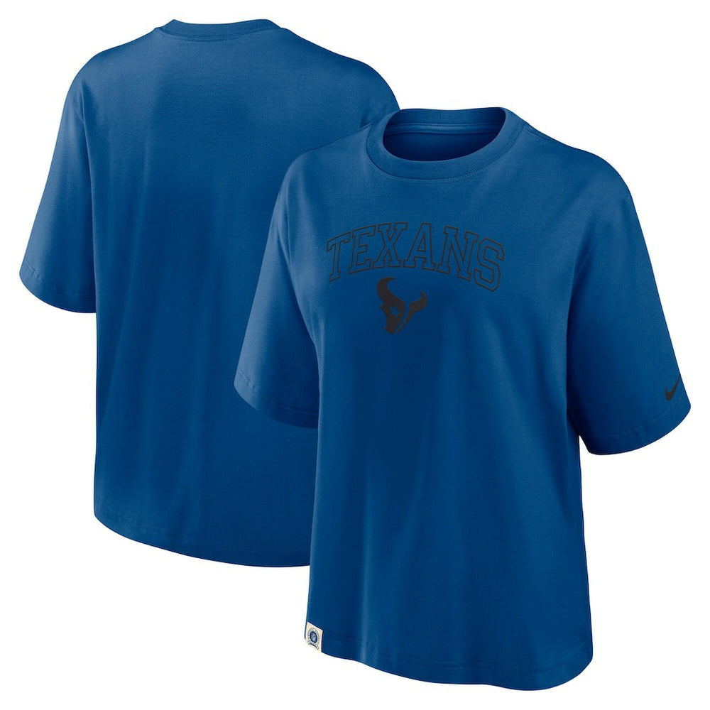 Houston Texans Women's Glory Arch Boxy T-Shirt - Blue T-shirts