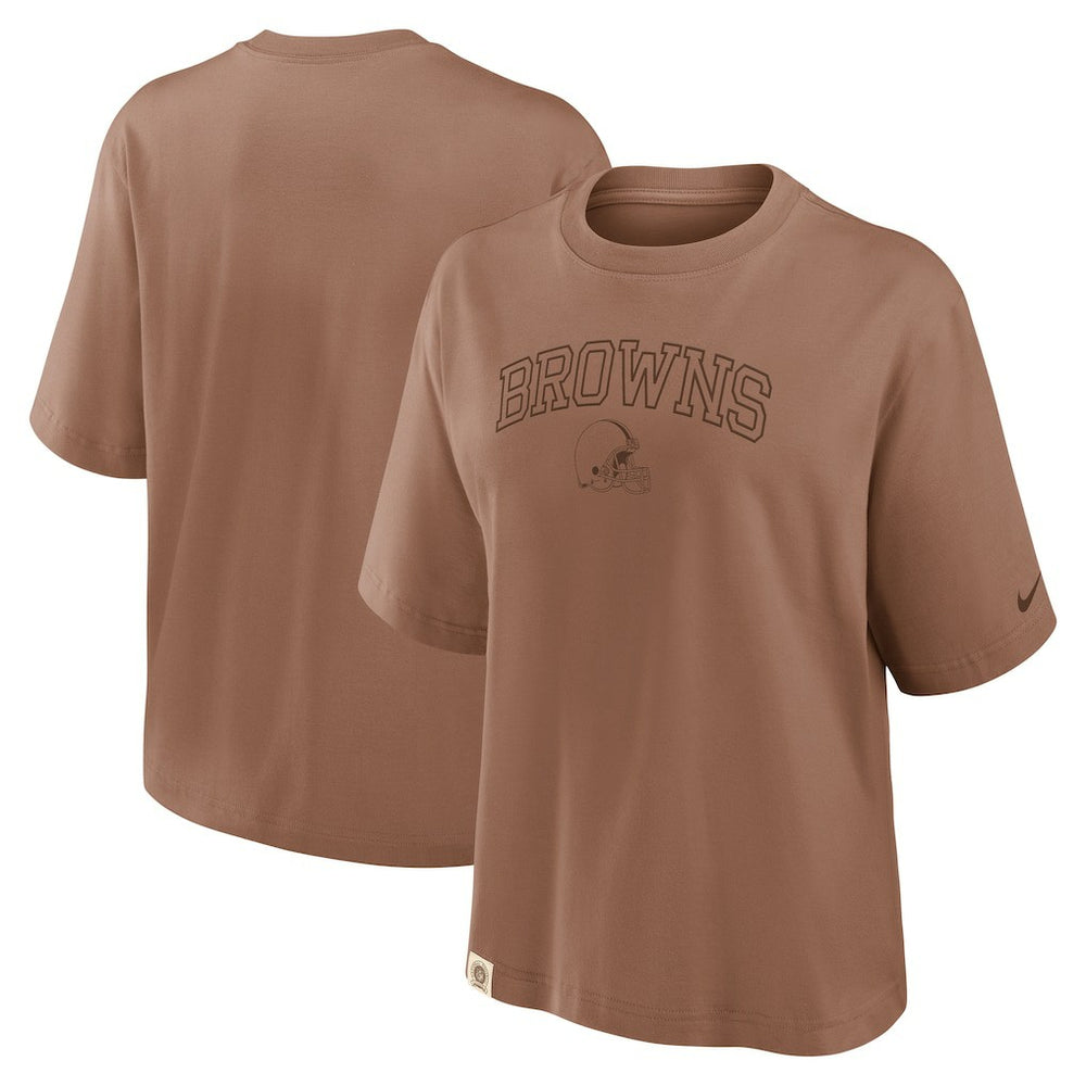 Cleveland Browns Women's Glory Arch Boxy T-Shirt - Brown T-shirts