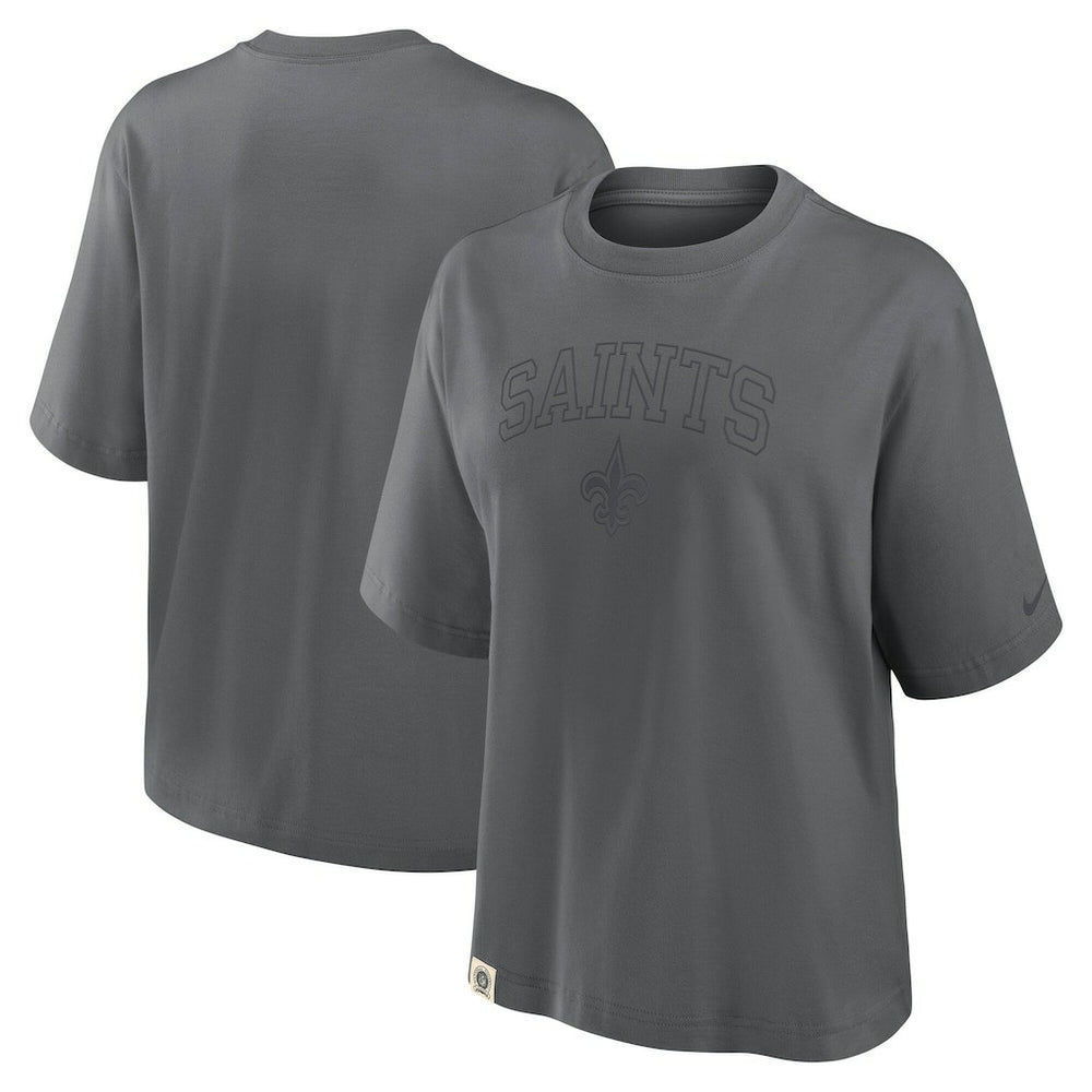 New Orleans Saints Women's Glory Arch Boxy T-Shirt - Charcoal T-shirts