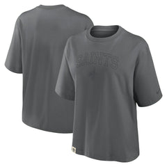 New Orleans Saints Women's Glory Arch Boxy T-Shirt - Charcoal T-shirts