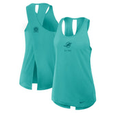 Miami Dolphins Women's Glory Open-Back Crisscross Dri-FIT Tank Top - Aqua Tops