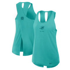 Miami Dolphins Women's Glory Open-Back Crisscross Dri-FIT Tank Top - Aqua Tops