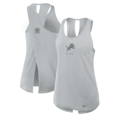 Detroit Lions Women's Glory Open-Back Crisscross Dri-FIT Tank Top - Gray Tops