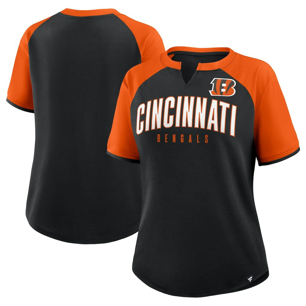 Cincinnati Bengals Women's Height Advantage T-Shirt - Black/Orange T-shirts