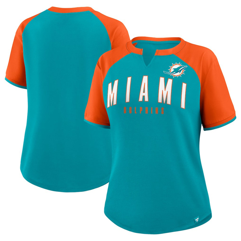 Miami Dolphins Women's Height Advantage T-Shirt - Aqua/Orange T-shirts