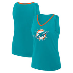 Miami Dolphins Logo Athletic Women's Stellar Win V-Neck Tank Top - Aqua Tops