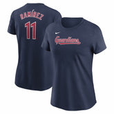 José Ramírez Cleveland Guardians Nike Women's Cooperstown Collection Fuse Name & Number T-Shirt - Navy T-shirts