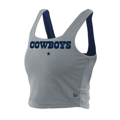 Dallas Cowboys New Era Women's Reversible Cropped Sport Classics Tank Top - Navy/Gray Tops