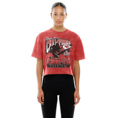 Kansas City Chiefs New Era Women's Cropped Boxy Sport Classics Mineral Wash T-Shirt - Red T-shirts