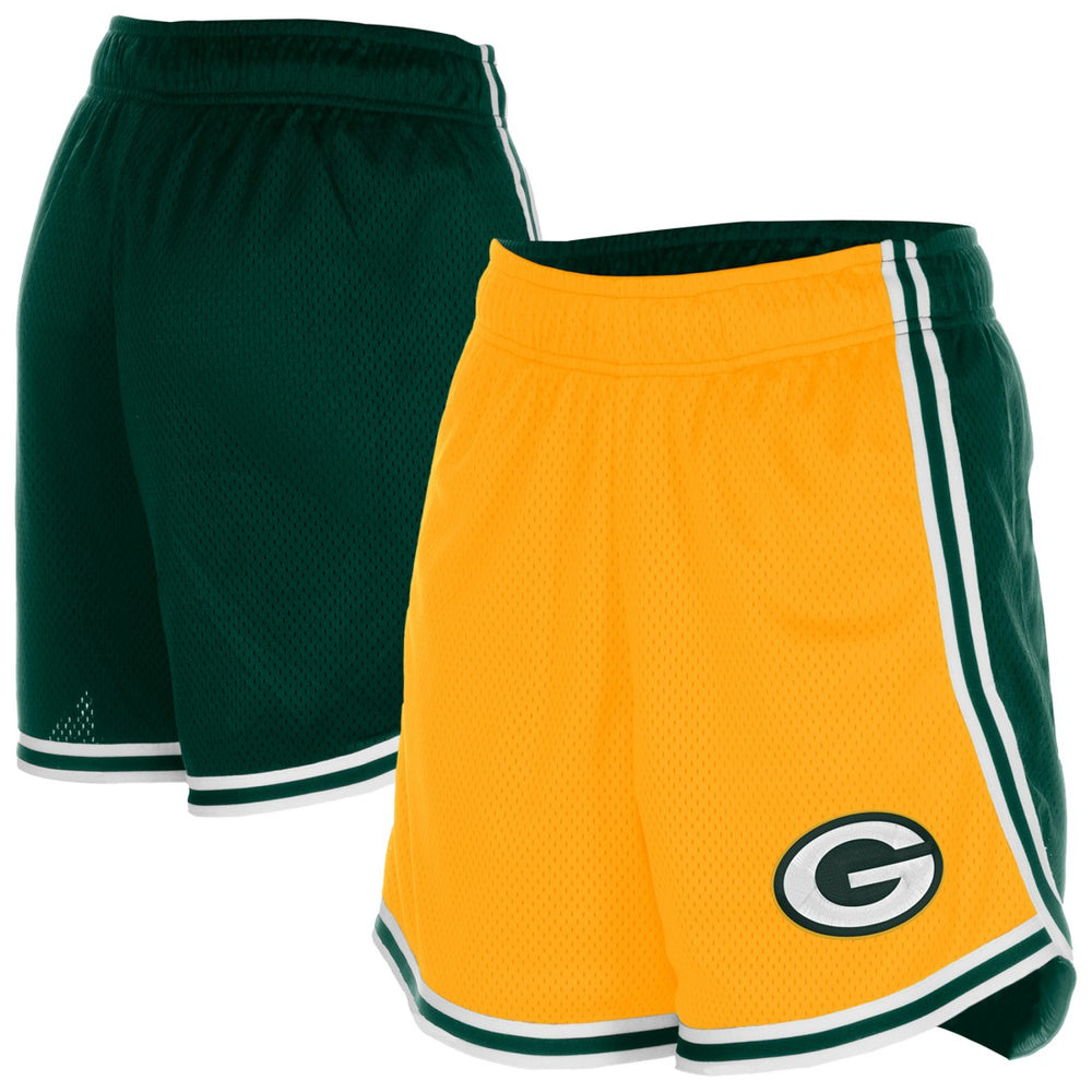 Green Bay Packers New Era Women's Sport Classics Mesh Shorts - Gold/Green Shorts