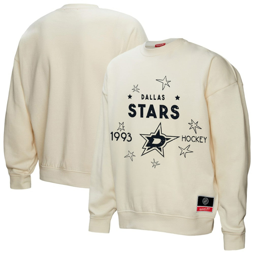 Dallas Stars Mitchell & Ness Women's Logo 3.0 Pullover Sweatshirt - Cream | US 202198435