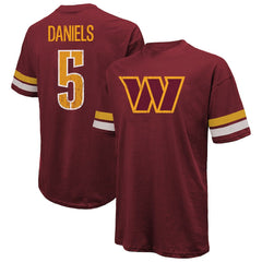Jayden Daniels Washington Commanders Majestic Threads Name & Number Oversize Fit T-Shirt - Burgundy T-shirts
