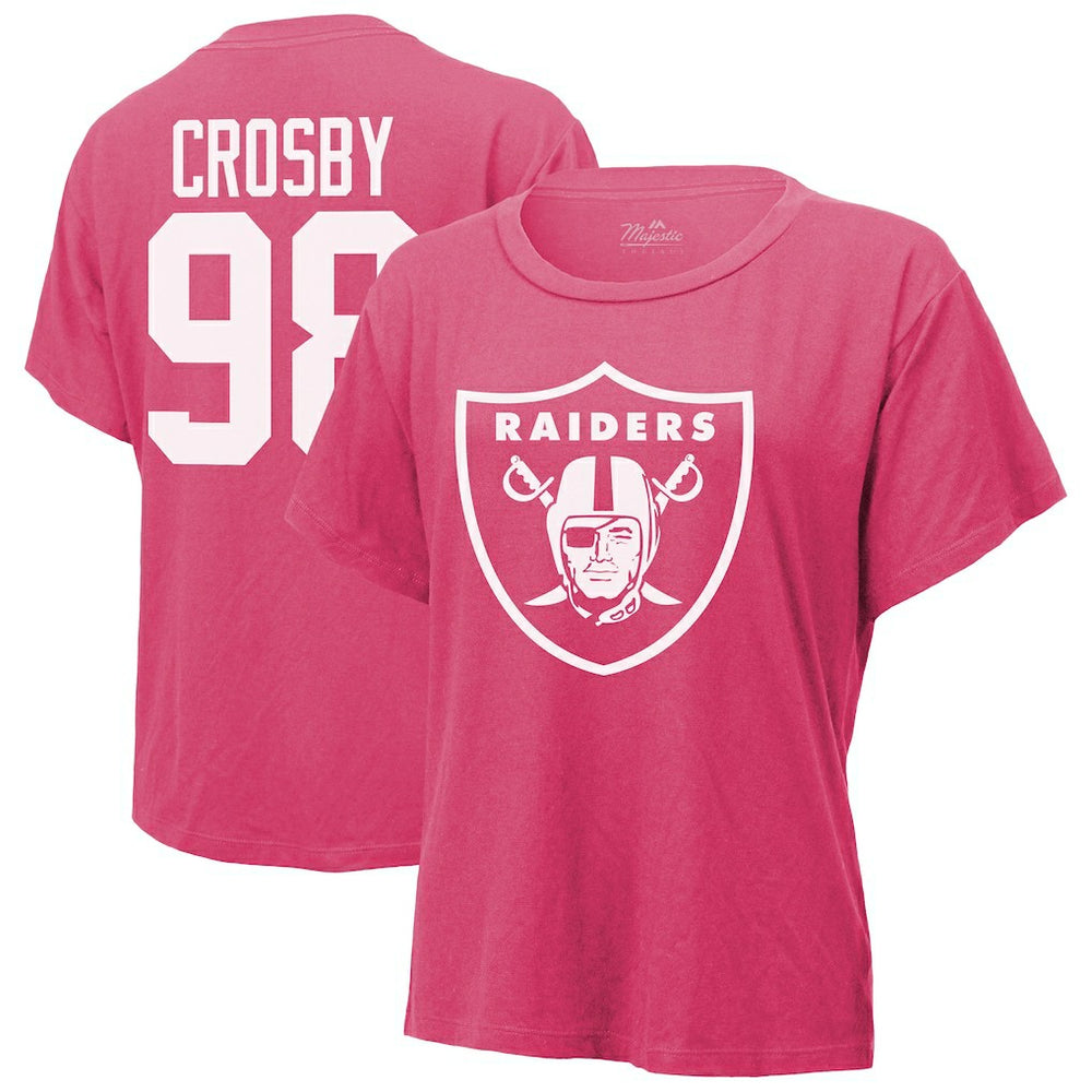 Maxx Crosby Las Vegas Raiders Majestic Threads Women's Name & Number T-Shirt - Pink T-shirts