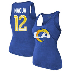 Puka Nacua Los Angeles Rams Majestic Threads Women's Name & Number Tri-Blend Scoop Neck Tank Top - Royal Tops