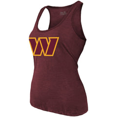 Jayden Daniels Washington Commanders Majestic Threads Women's Name & Number Tri-Blend Scoop Neck Tank Top - Burgundy Tops