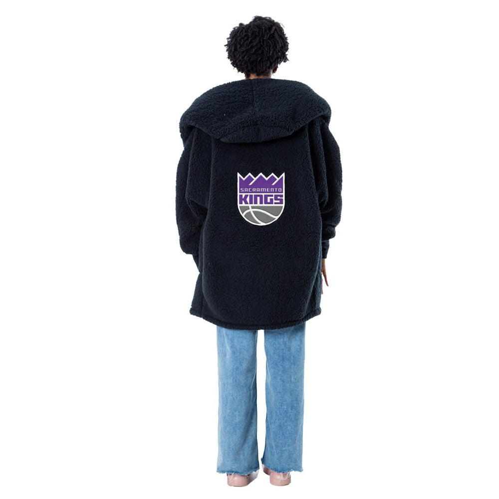 The Best Lounger in the World By Jill Martin Sacramento Kings Unisex Black Oversized Open-Front Hoodie Sweater