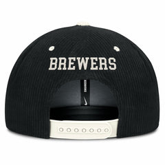 Milwaukee Brewers Nike Pro Corduroy Structured Snapback Hat - Black Hats