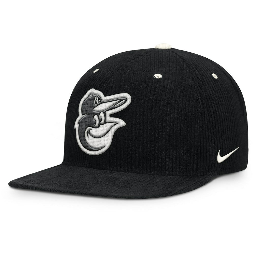 Baltimore Orioles Nike Pro Corduroy Structured Snapback Hat - Black Hats