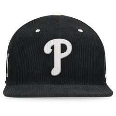 Philadelphia Phillies Nike Pro Corduroy Structured Snapback Hat - Black Hats