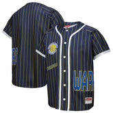 Golden State Warriors x DANNIJO Women's Fashion Baseball Jersey Blue - Mitchell & Ness