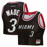 Dwyane Wade Miami Heat x DANNIJO Women's Fashion Cropped Basketball Jersey Black - Mitchell & Ness