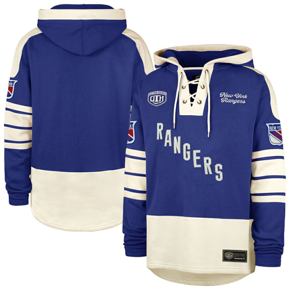 New York Rangers '47 Blue Line Heritage Lacer Pullover Hoodie - Blue | US 202209322
