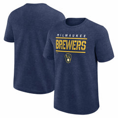 Milwaukee Brewers Logo Athletic Top Notch T-Shirt - Heather Navy T-shirts