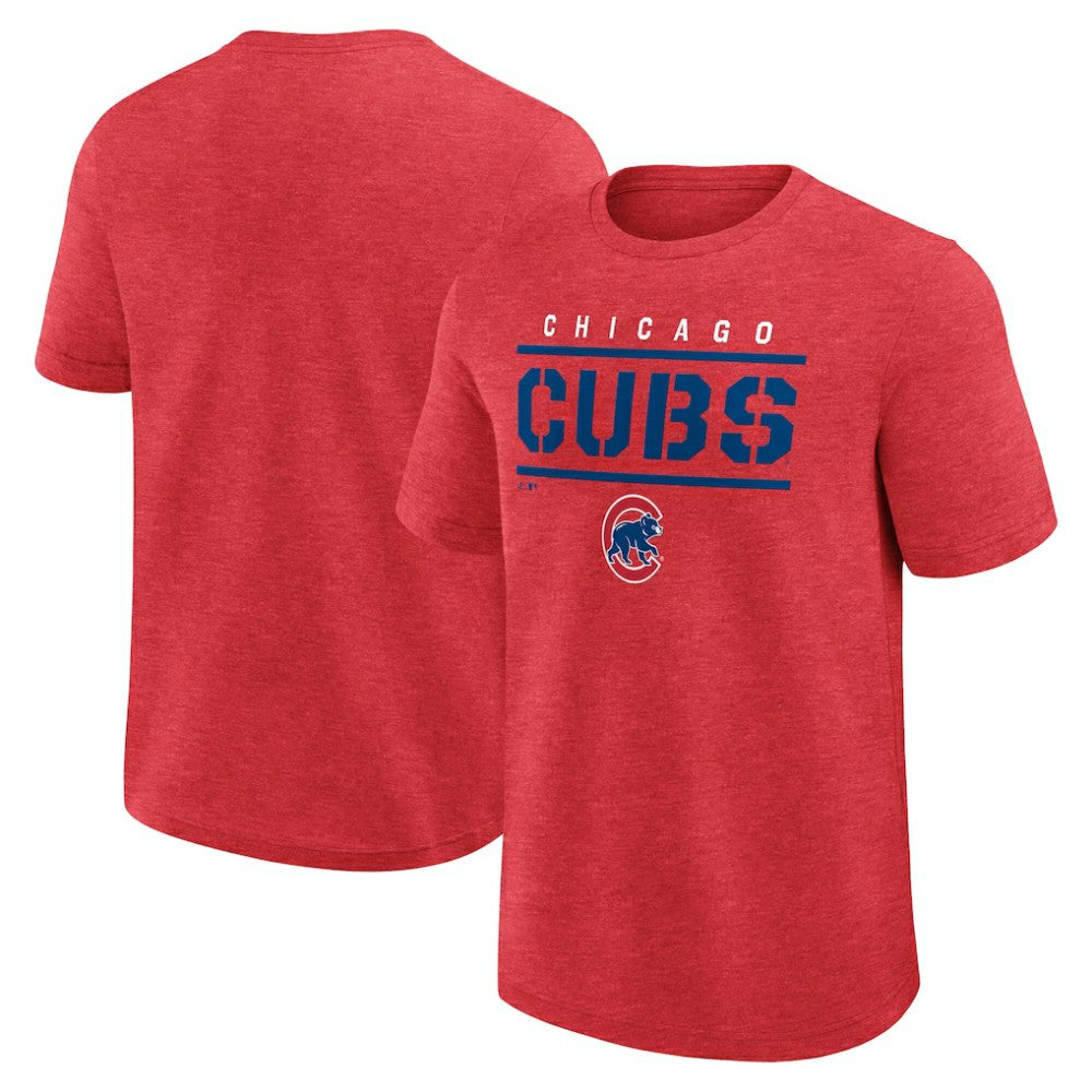 Chicago Cubs Logo Athletic Top Notch T-Shirt - Heather Red T-shirts
