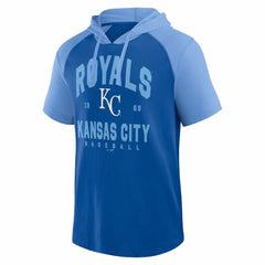 Kansas City Royals Logo Athletic Prime Raglan Short Sleeve Hoodie T-Shirt - Royal Hoodies