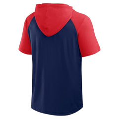 Atlanta Braves Logo Athletic Prime Raglan Short Sleeve Hoodie T-Shirt - Navy Hoodies