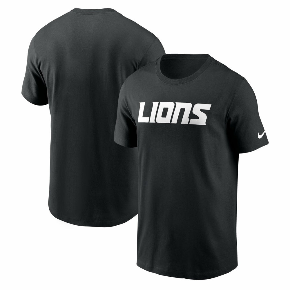Detroit Lions Primetime Wordmark Essential T-Shirt - Black T-shirts