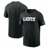 Detroit Lions Primetime Wordmark Essential T-Shirt - Black T-shirts