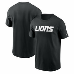 Detroit Lions Primetime Wordmark Essential T-Shirt - Black T-shirts