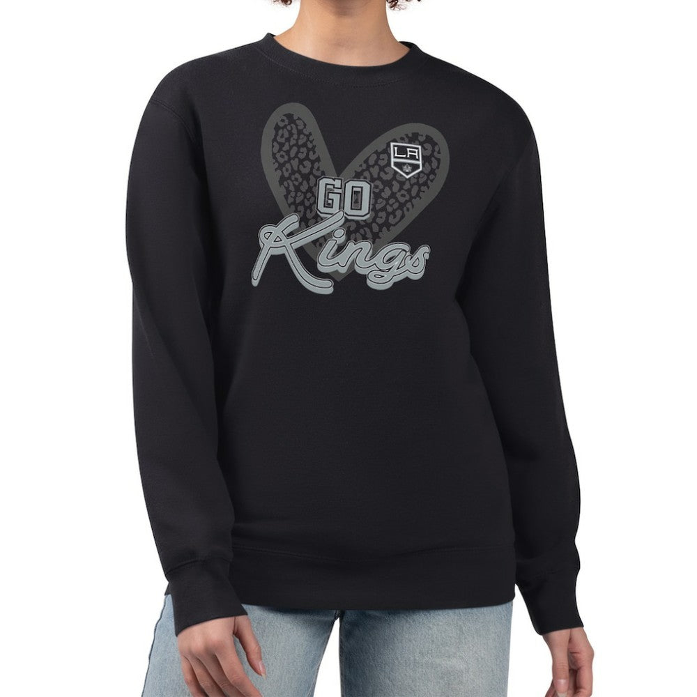 Los Angeles Kings G-III 4Her by Carl Banks Women's Animal Print Heart Fleece Pullover Sweatshirt - Black | US 202213900