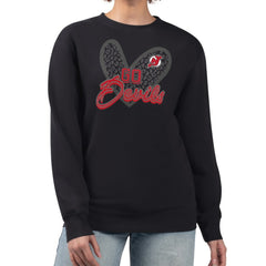 New Jersey Devils G-III 4Her by Carl Banks Women's Animal Print Heart Fleece Pullover Sweatshirt - Black | US 202213910