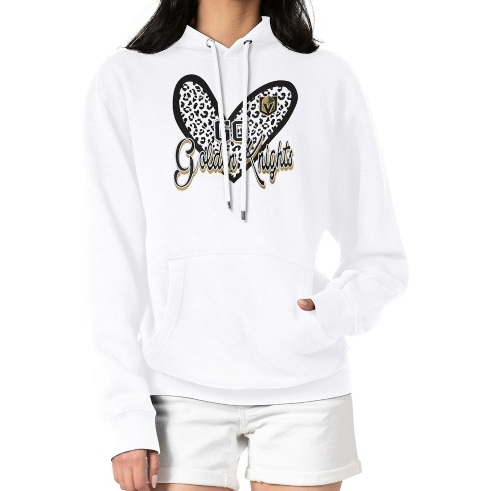 Vegas Golden Knights G-III 4Her by Carl Banks Women's Animal Print Heart Fleece Pullover Hoodie - White | US 202213928