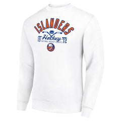 New York Islanders Starter Stick And Puck Logo Fleece Pullover Sweatshirt - White | US 202215799