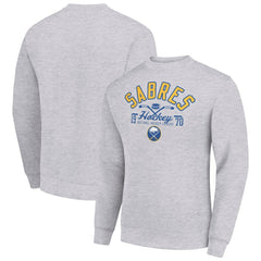 Buffalo Sabres Starter Stick And Puck Logo Fleece Pullover Sweatshirt - Heather Gray | US 202215817