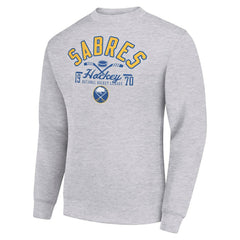 Buffalo Sabres Starter Stick And Puck Logo Fleece Pullover Sweatshirt - Heather Gray | US 202215817