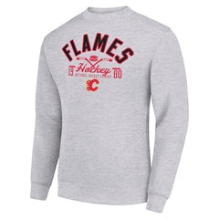 Calgary Flames Starter Stick And Puck Logo Fleece Pullover Sweatshirt - Heather Gray | US 202215818