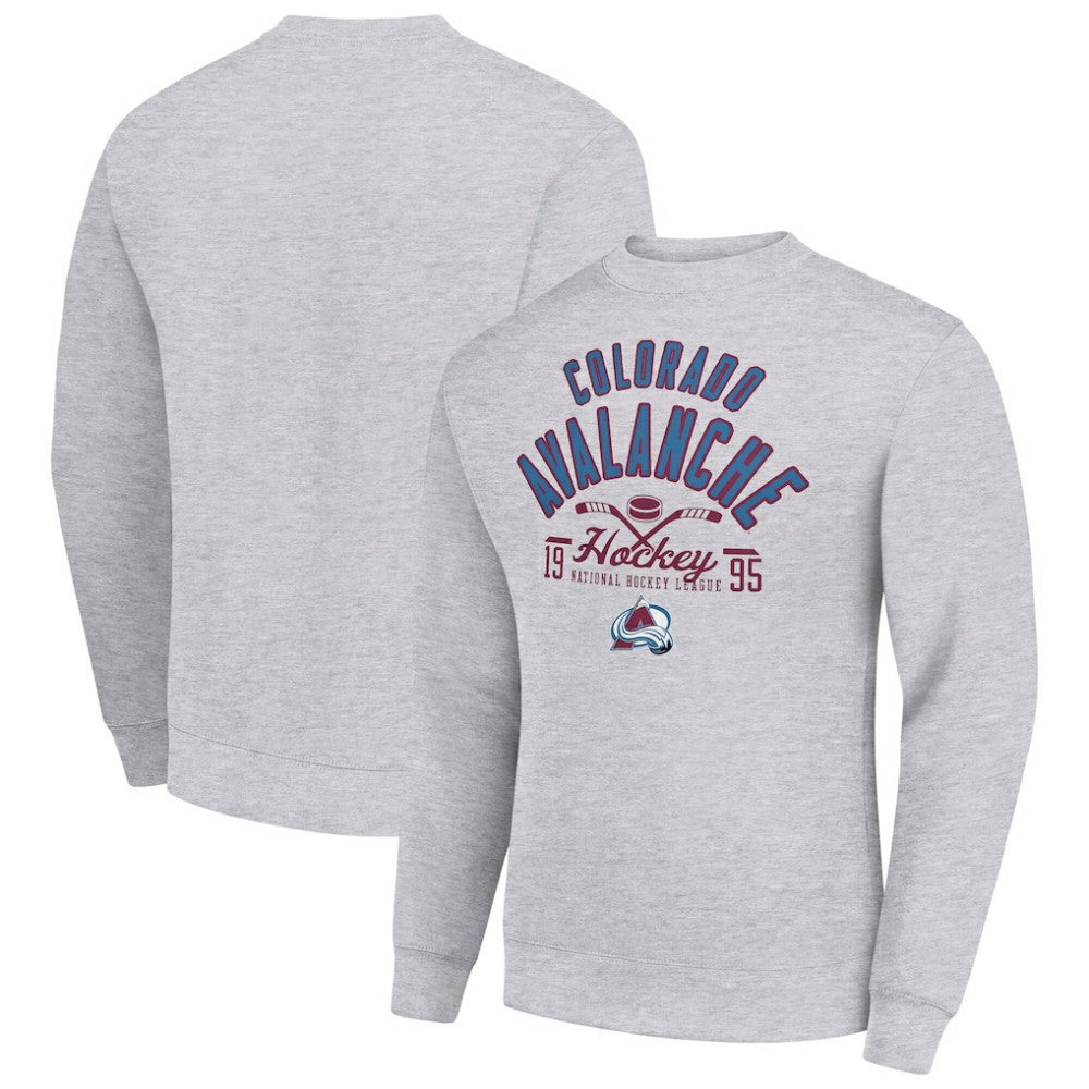 Colorado Avalanche Starter Stick And Puck Logo Fleece Pullover Sweatshirt - Heather Gray | US 202215822