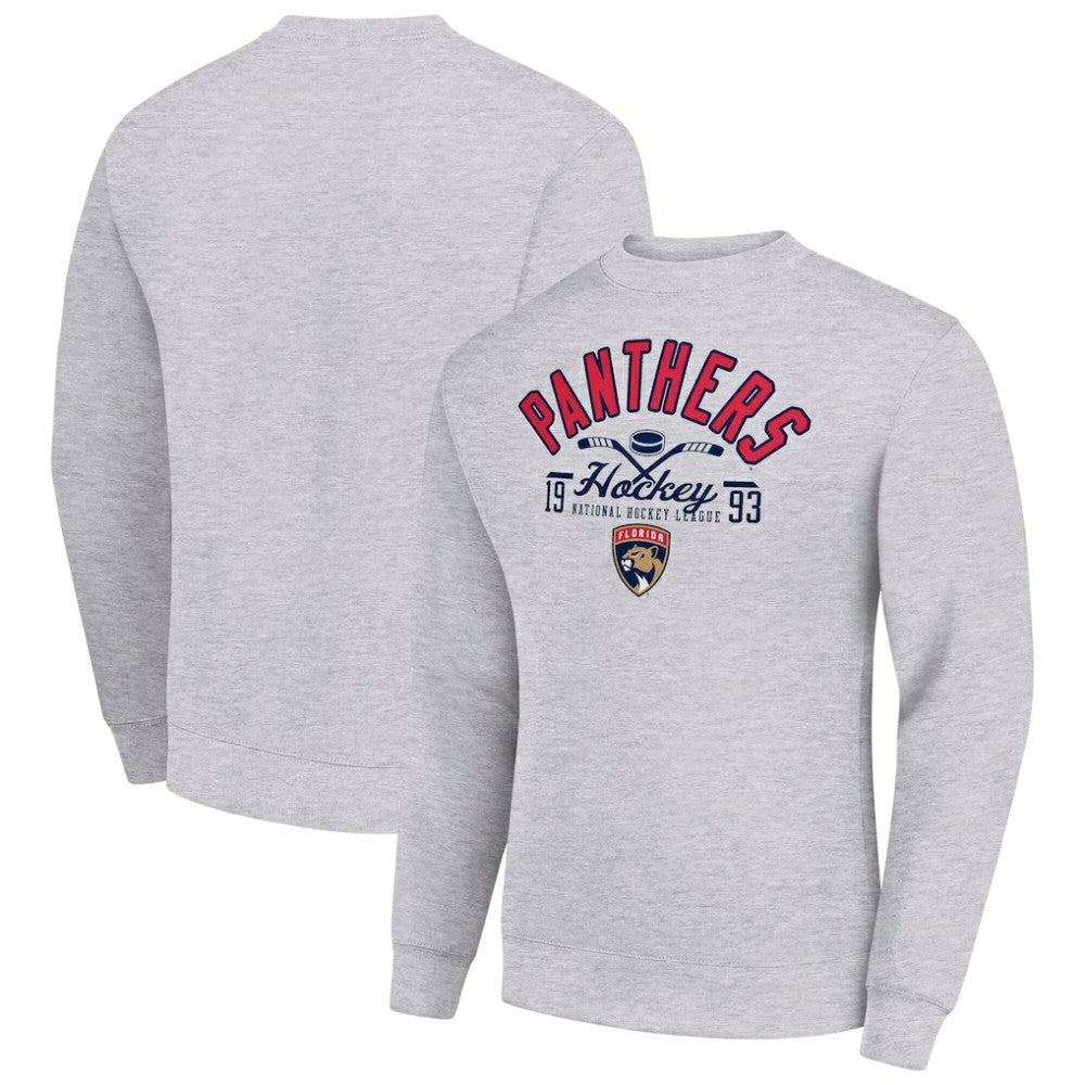 Florida Panthers Starter Stick And Puck Logo Fleece Pullover Sweatshirt - Heather Gray | US 202215827
