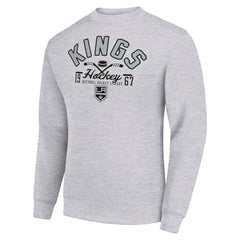 Los Angeles Kings Starter Stick And Puck Logo Fleece Pullover Sweatshirt - Heather Gray | US 202215828