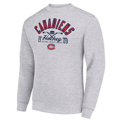 Montreal Canadiens Starter Stick And Puck Logo Fleece Pullover Sweatshirt - Heather Gray | US 202215830