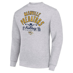 Nashville Predators Starter Stick And Puck Logo Fleece Pullover Sweatshirt - Heather Gray | US 202215832